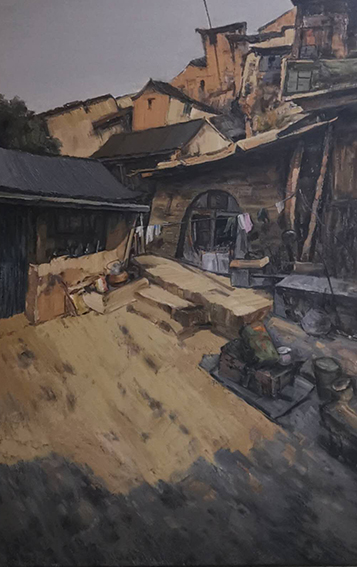 智超作品3《深庭》80X120cm 油画 2019年 在山西盂县大汖古村落写生记